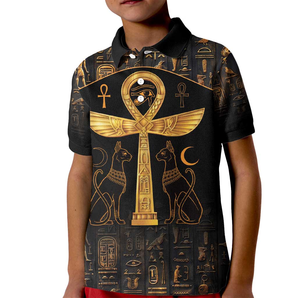 Ankh with Eye of Horus Kid Polo Shirt Ancient Egypt Culture - Wonder Print Shop