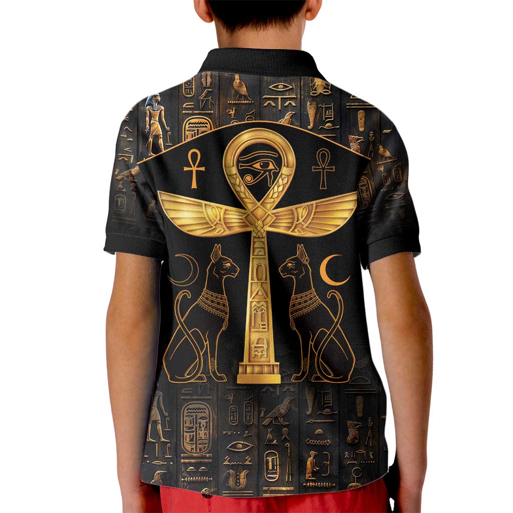 Ankh with Eye of Horus Kid Polo Shirt Ancient Egypt Culture - Wonder Print Shop