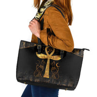 Ankh with Eye of Horus Leather Tote Bag Ancient Egypt Culture - Wonder Print Shop