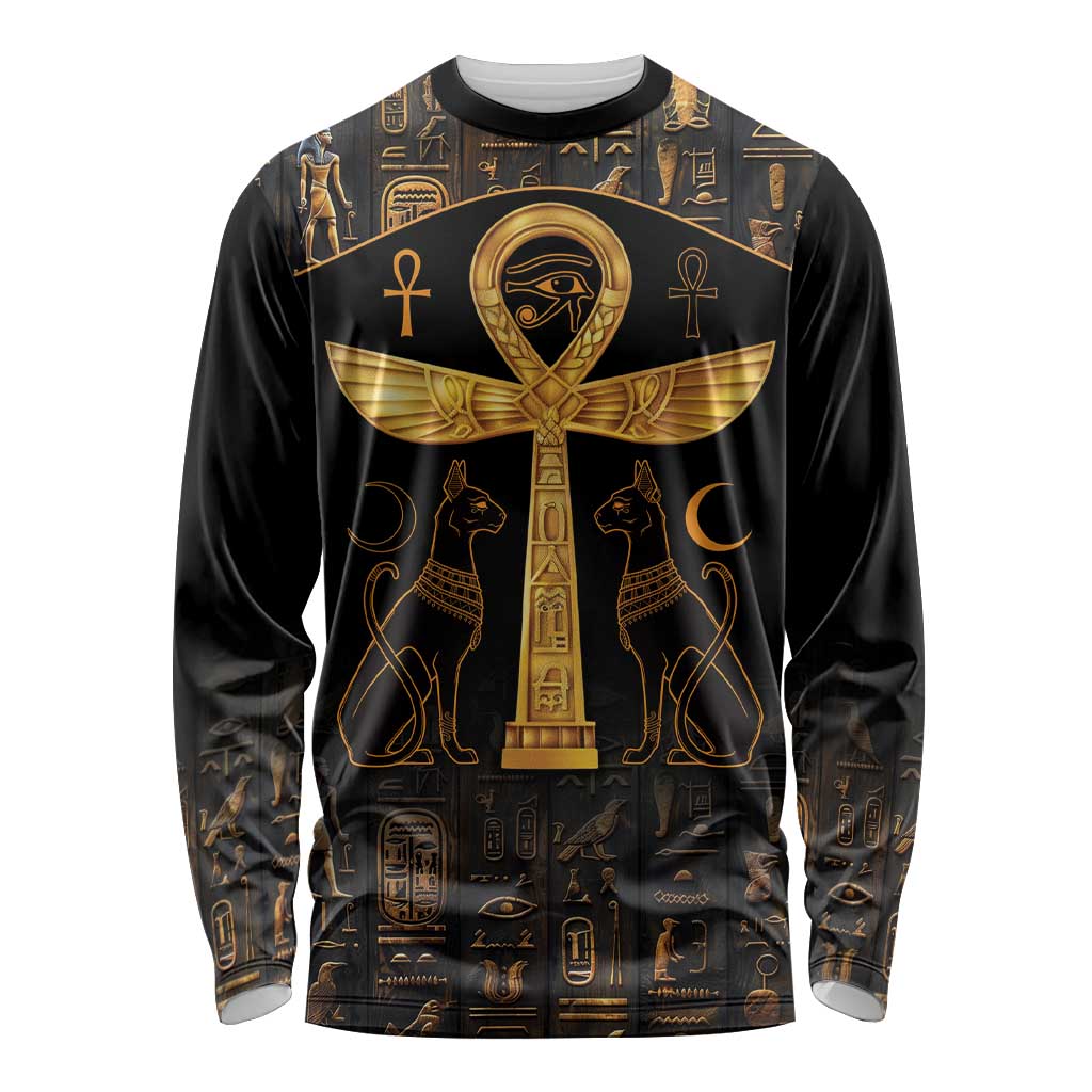 Ankh with Eye of Horus Long Sleeve Shirt Ancient Egypt Culture - Wonder Print Shop