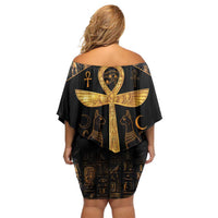 Ankh with Eye of Horus Off Shoulder Short Dress Ancient Egypt Culture - Wonder Print Shop