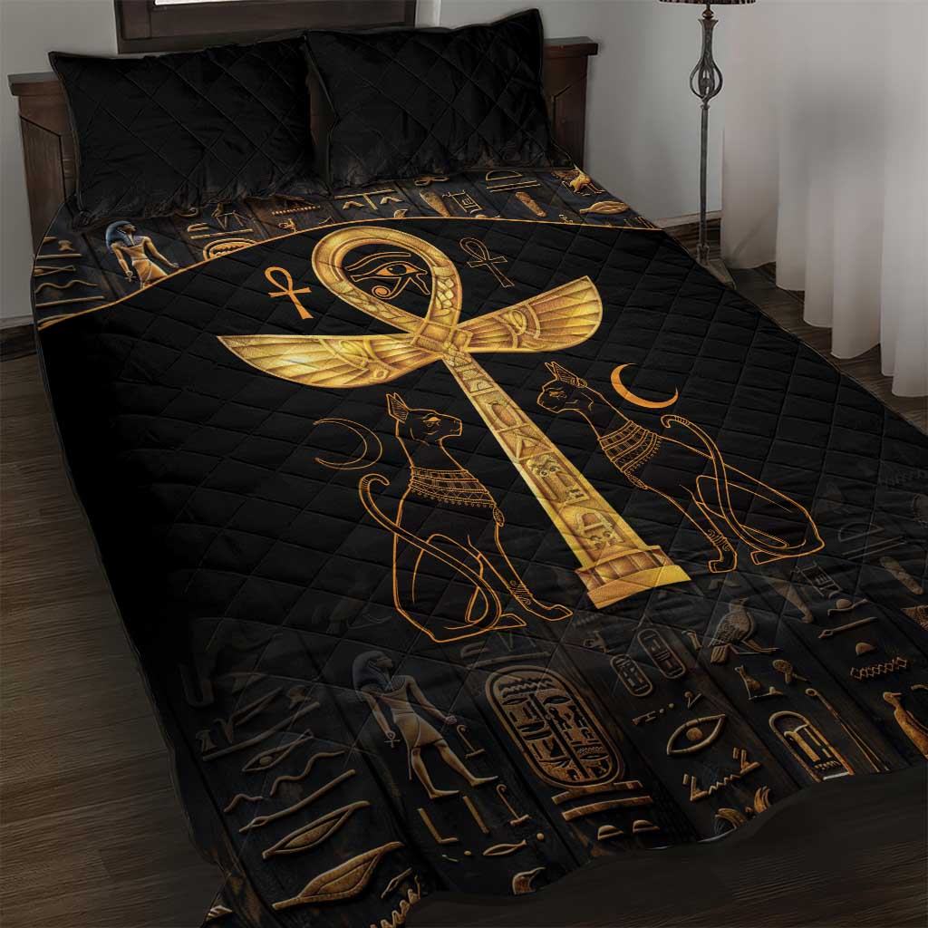Ankh with Eye of Horus Quilt Bed Set Ancient Egypt Culture - Wonder Print Shop