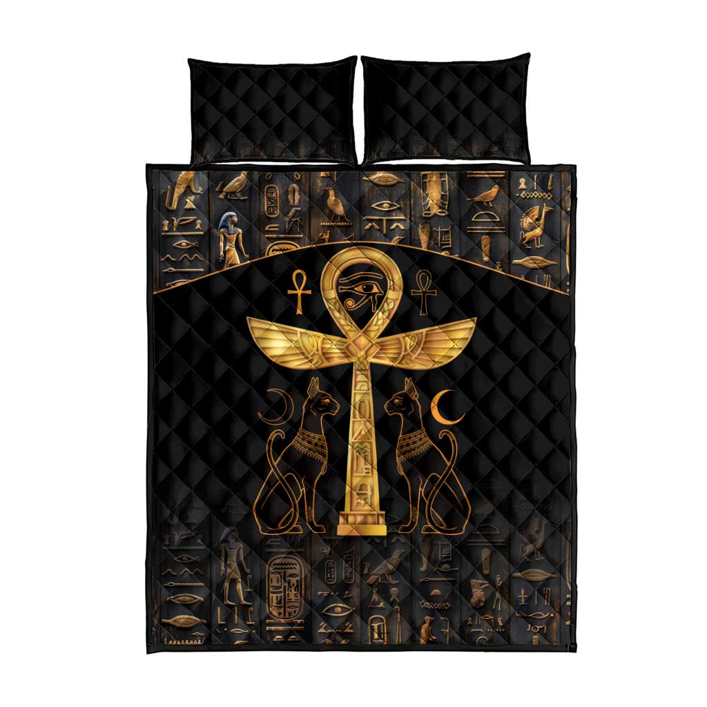 Ankh with Eye of Horus Quilt Bed Set Ancient Egypt Culture - Wonder Print Shop