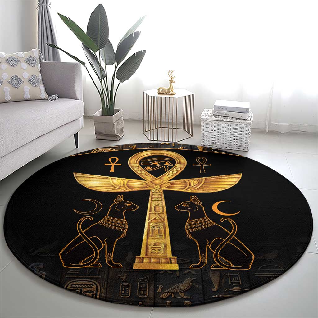 Ankh with Eye of Horus Round Carpet Ancient Egypt Culture