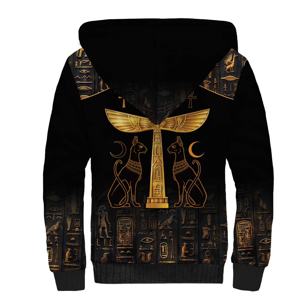 Ankh with Eye of Horus Sherpa Hoodie Ancient Egypt Culture - Wonder Print Shop
