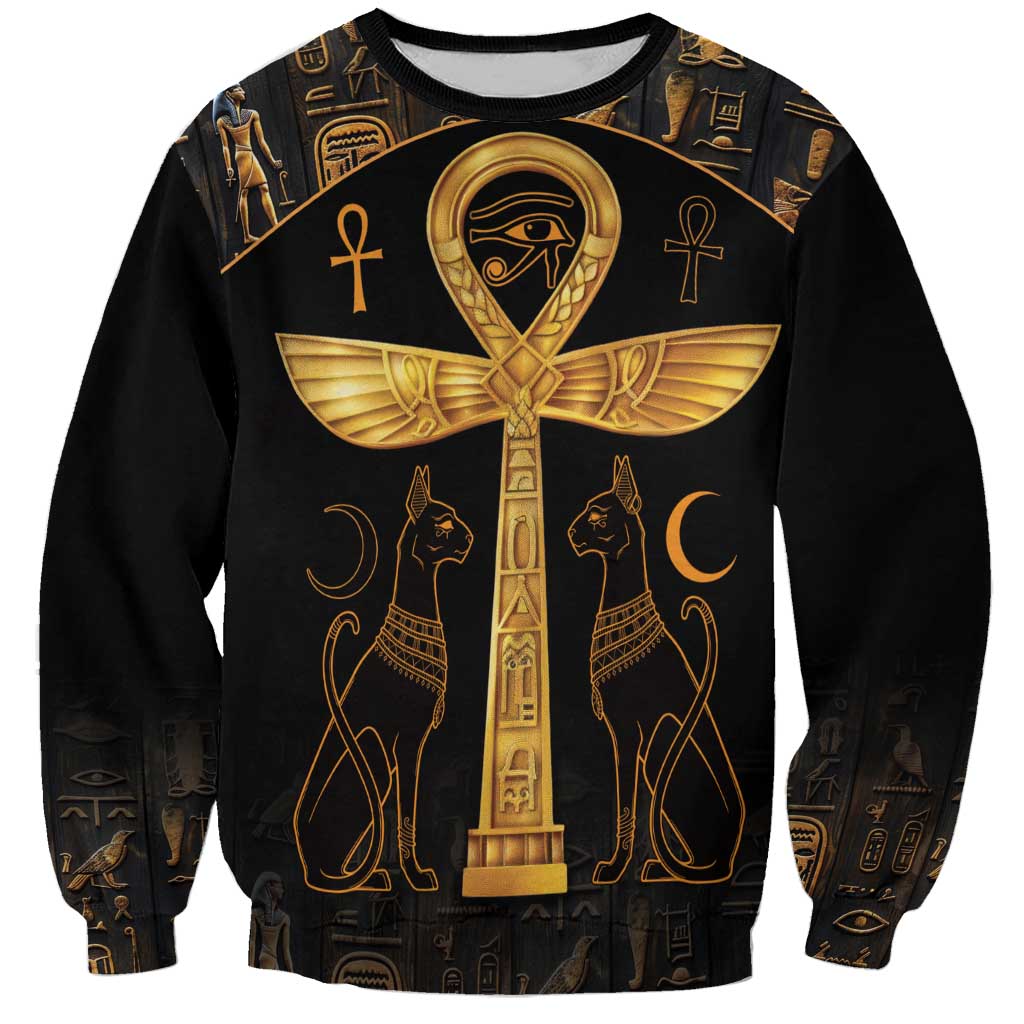 Ankh with Eye of Horus Sweatshirt Ancient Egypt Culture - Wonder Print Shop