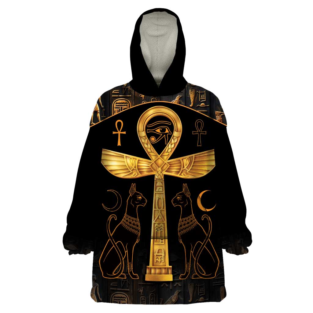Ankh with Eye of Horus Wearable Blanket Hoodie Ancient Egypt Culture - Wonder Print Shop