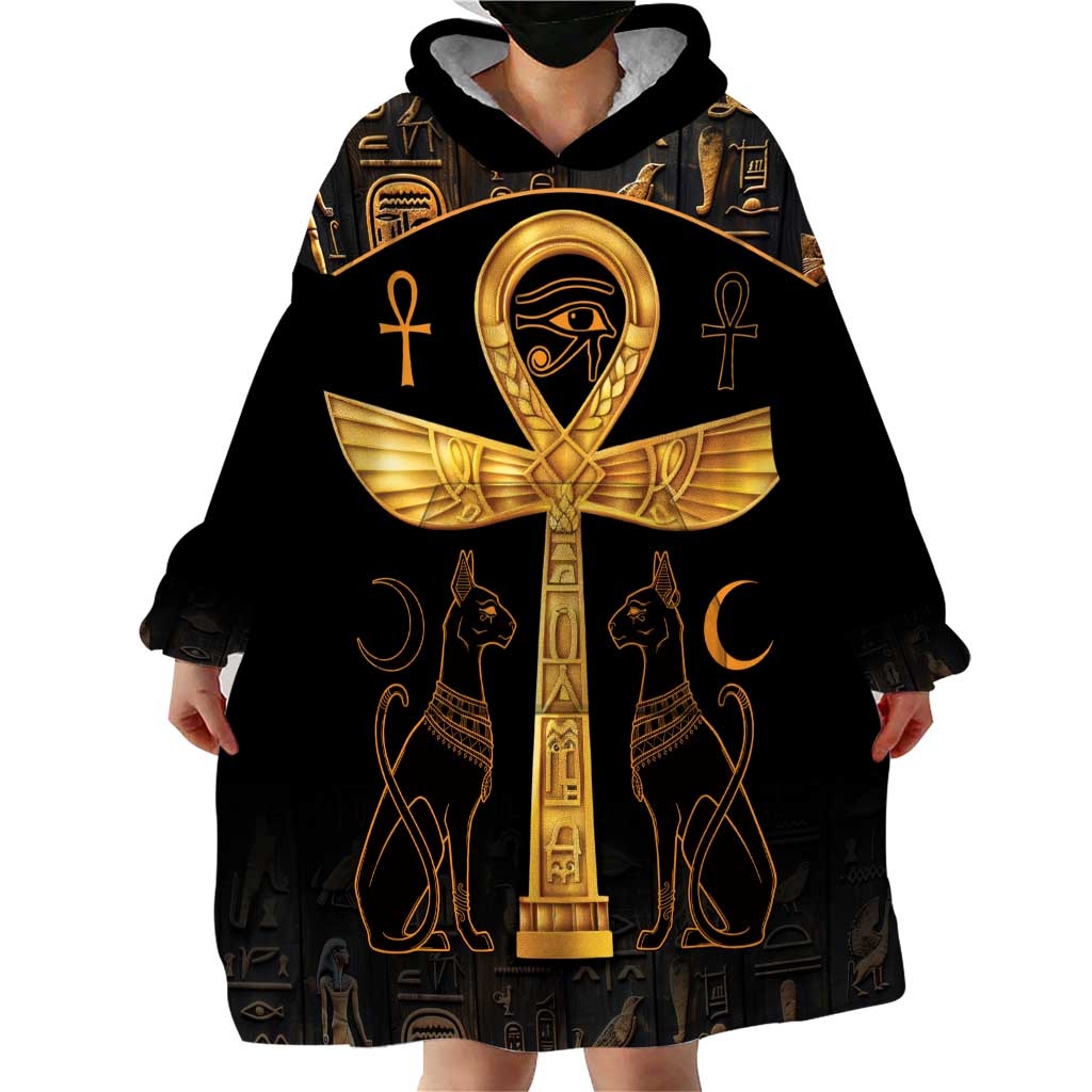 Ankh with Eye of Horus Wearable Blanket Hoodie Ancient Egypt Culture - Wonder Print Shop