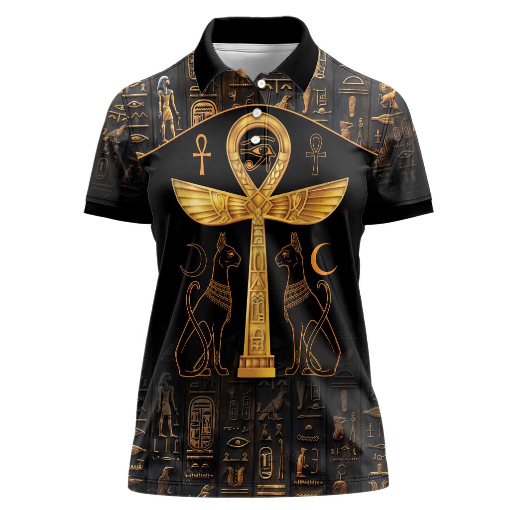 Ankh with Eye of Horus Women Polo Shirt Ancient Egypt Culture - Wonder Print Shop