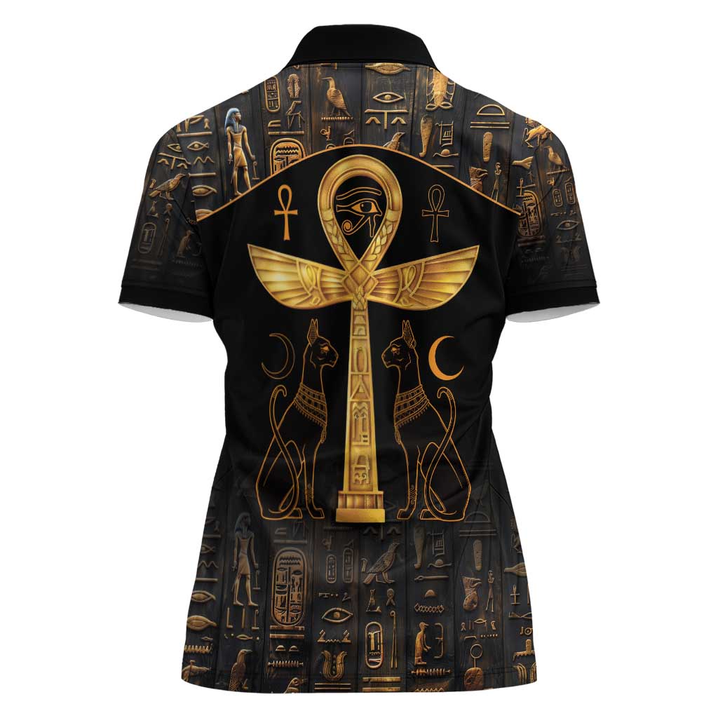 Ankh with Eye of Horus Women Polo Shirt Ancient Egypt Culture - Wonder Print Shop