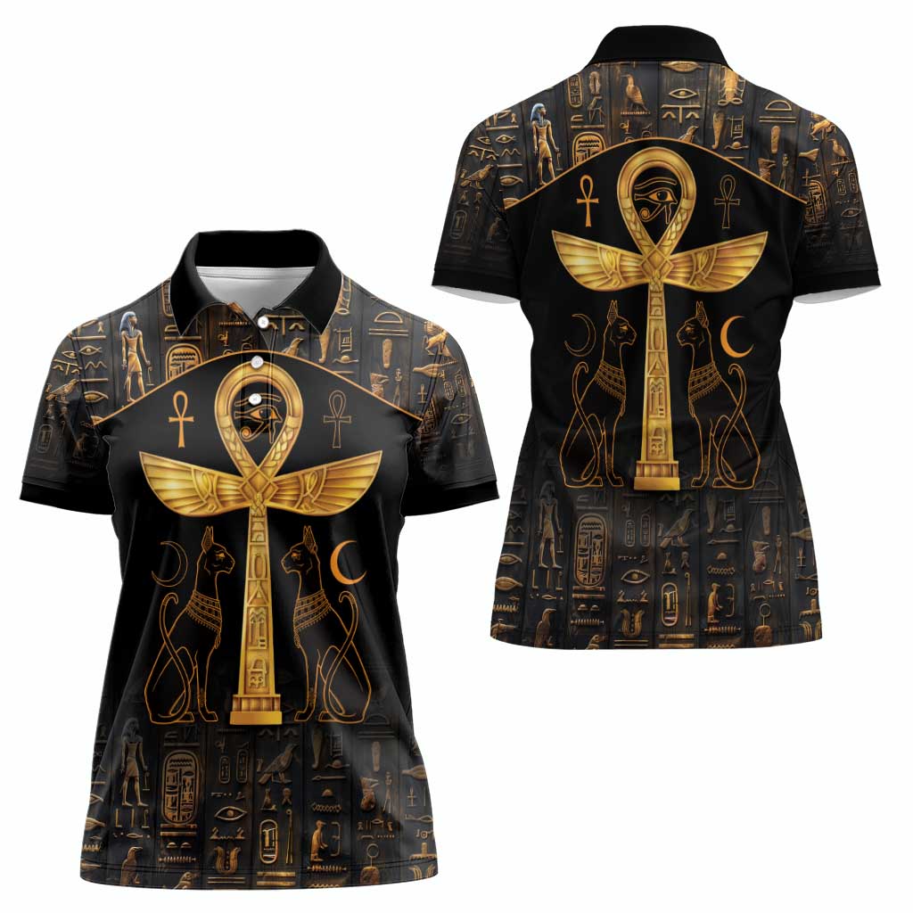 Ankh with Eye of Horus Women Polo Shirt Ancient Egypt Culture - Wonder Print Shop