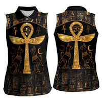 Ankh with Eye of Horus Women Sleeveless Polo Shirt Ancient Egypt Culture - Wonder Print Shop