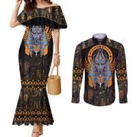 Egyptian Anubis Couples Matching Mermaid Dress and Long Sleeve Button Shirt Ancient Egypt Culture