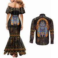 Egyptian Anubis Couples Matching Mermaid Dress and Long Sleeve Button Shirt Ancient Egypt Culture