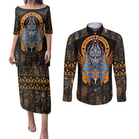 Egyptian Anubis Couples Matching Puletasi and Long Sleeve Button Shirt Ancient Egypt Culture LT9 - Wonder Print Shop