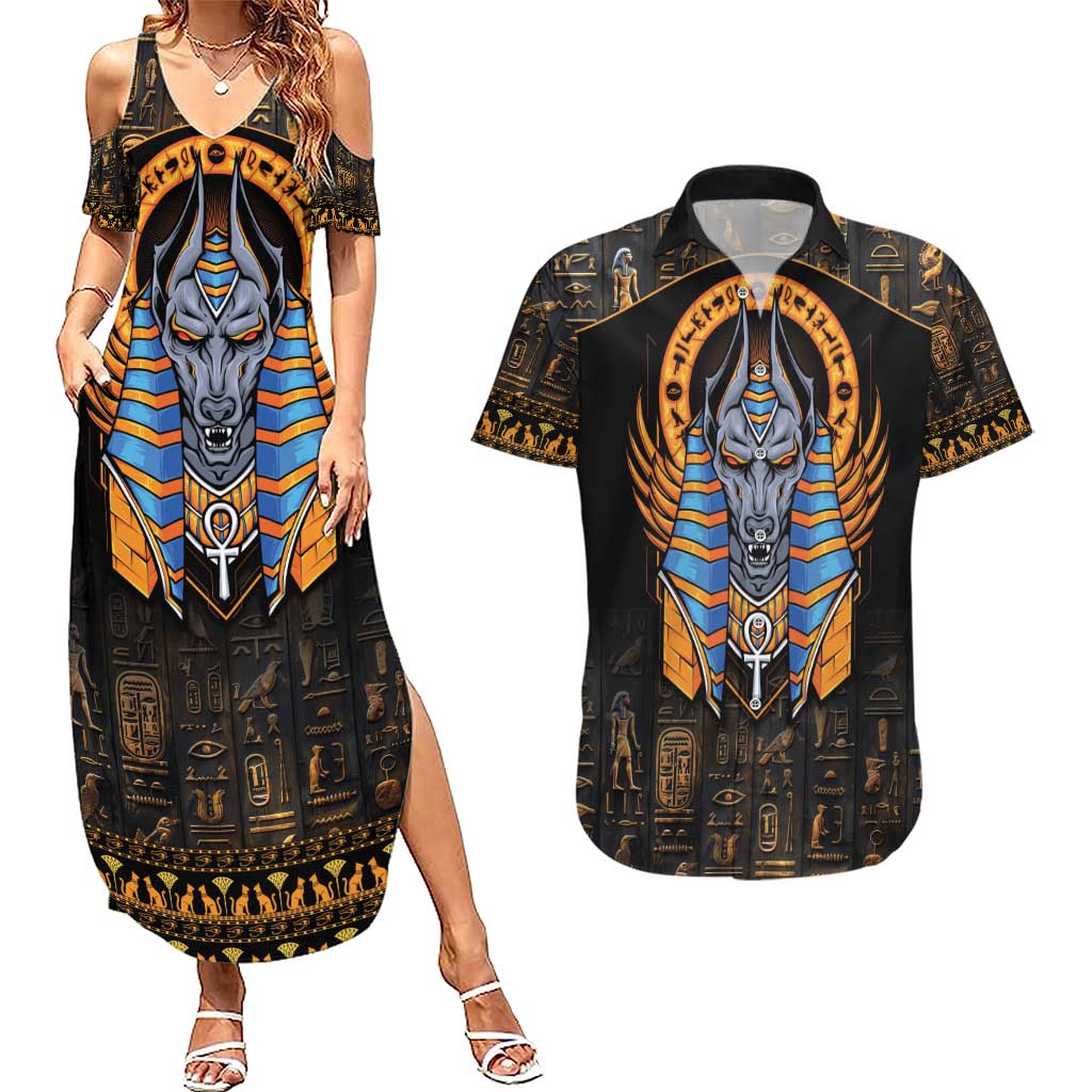 Egyptian Anubis Couples Matching Summer Maxi Dress and Hawaiian Shirt Ancient Egypt Culture LT9 - Wonder Print Shop