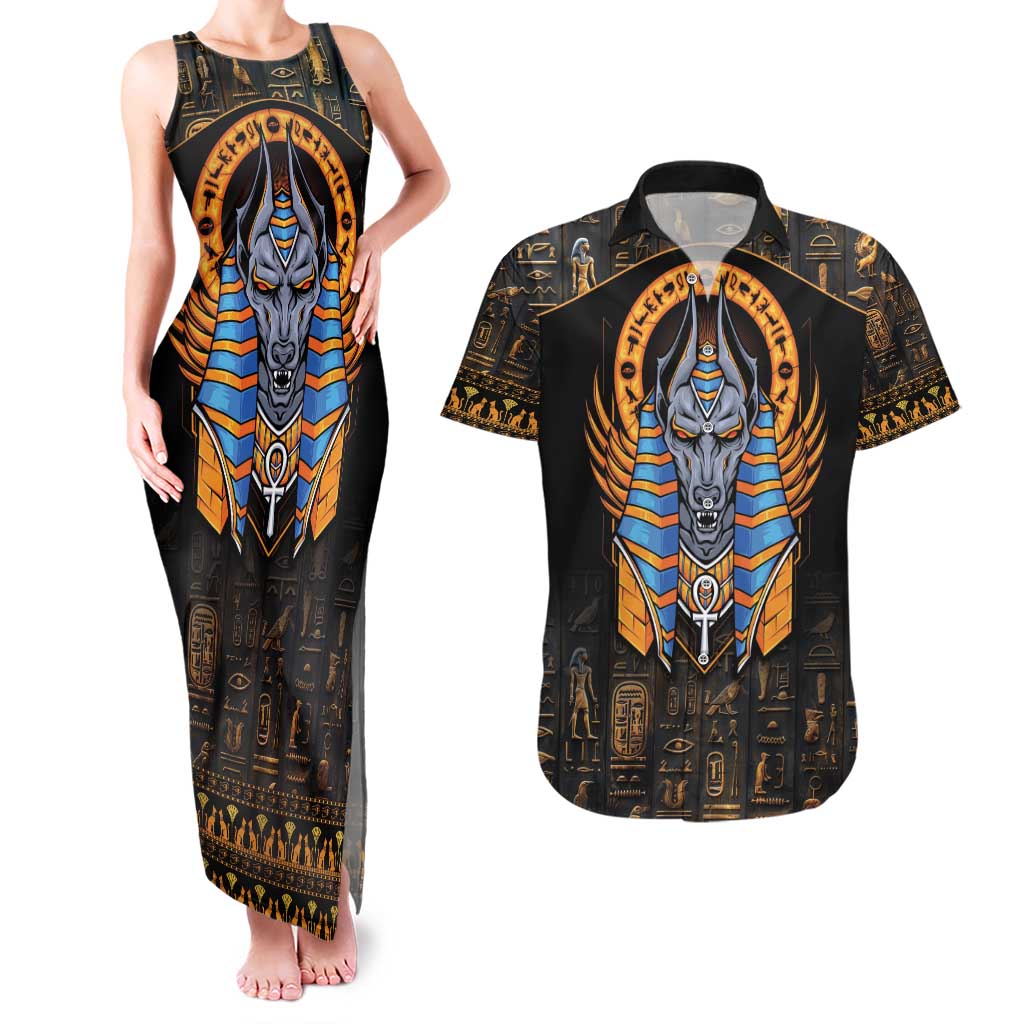 Egyptian Anubis Couples Matching Tank Maxi Dress and Hawaiian Shirt Ancient Egypt Culture LT9 - Wonder Print Shop