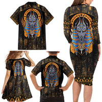 Egyptian Anubis Family Matching Long Sleeve Bodycon Dress and Hawaiian Shirt Ancient Egypt Culture LT9 - Wonder Print Shop
