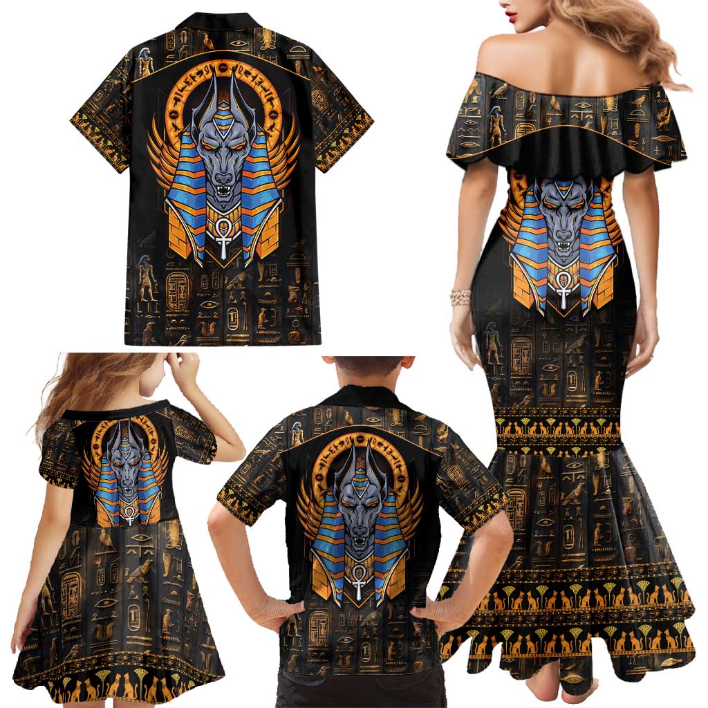 Egyptian Anubis Family Matching Mermaid Dress and Hawaiian Shirt Ancient Egypt Culture LT9 - Wonder Print Shop
