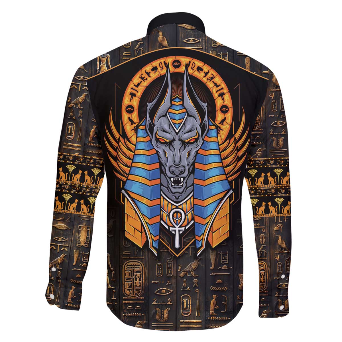Egyptian Anubis Family Matching Off The Shoulder Long Sleeve Dress and Hawaiian Shirt Ancient Egypt Culture - Wonder Print Shop