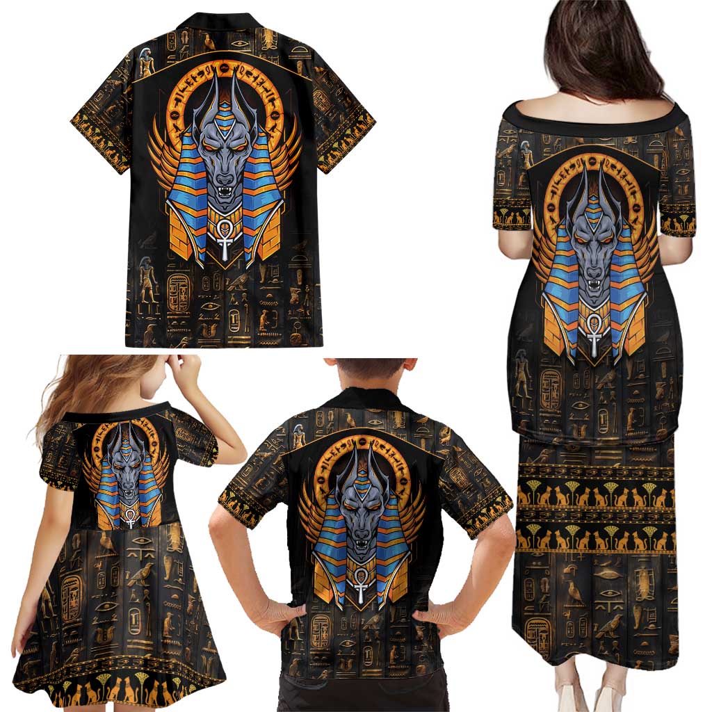 Egyptian Anubis Family Matching Puletasi and Hawaiian Shirt Ancient Egypt Culture - Wonder Print Shop