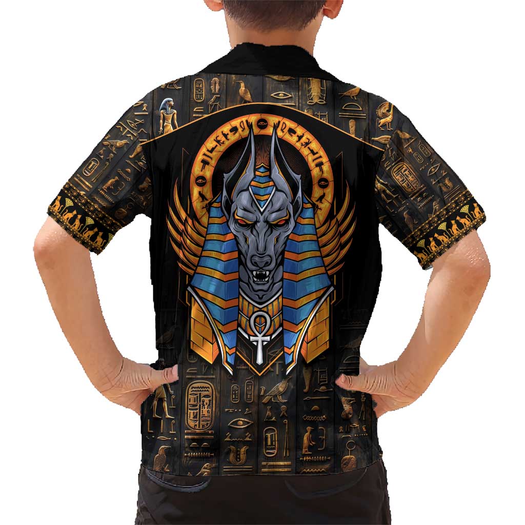 Egyptian Anubis Family Matching Short Sleeve Bodycon Dress and Hawaiian Shirt Ancient Egypt Culture - Wonder Print Shop