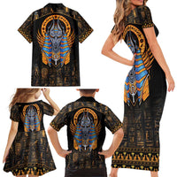 Egyptian Anubis Family Matching Short Sleeve Bodycon Dress and Hawaiian Shirt Ancient Egypt Culture - Wonder Print Shop
