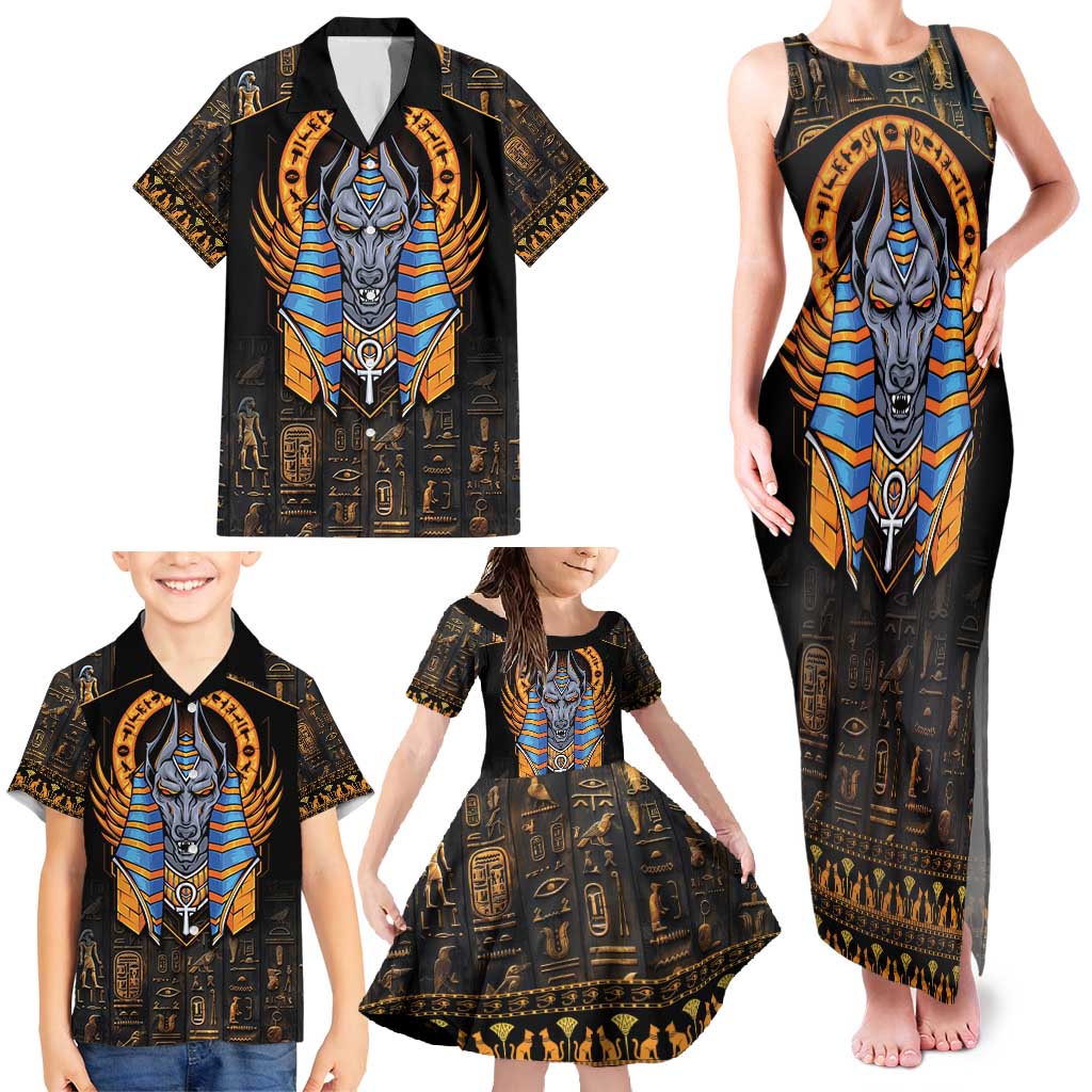 Egyptian Anubis Family Matching Tank Maxi Dress and Hawaiian Shirt Ancient Egypt Culture - Wonder Print Shop
