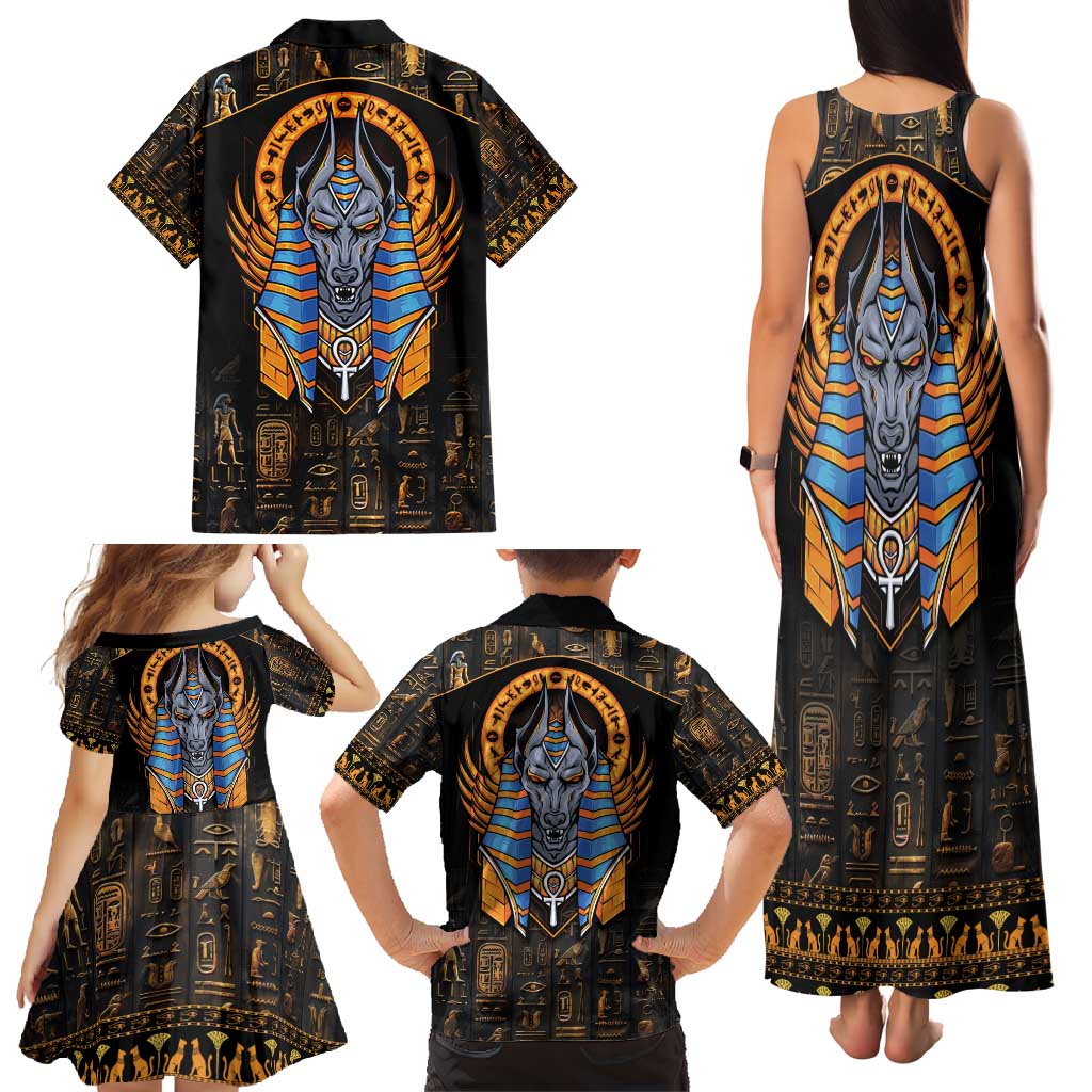 Egyptian Anubis Family Matching Tank Maxi Dress and Hawaiian Shirt Ancient Egypt Culture - Wonder Print Shop