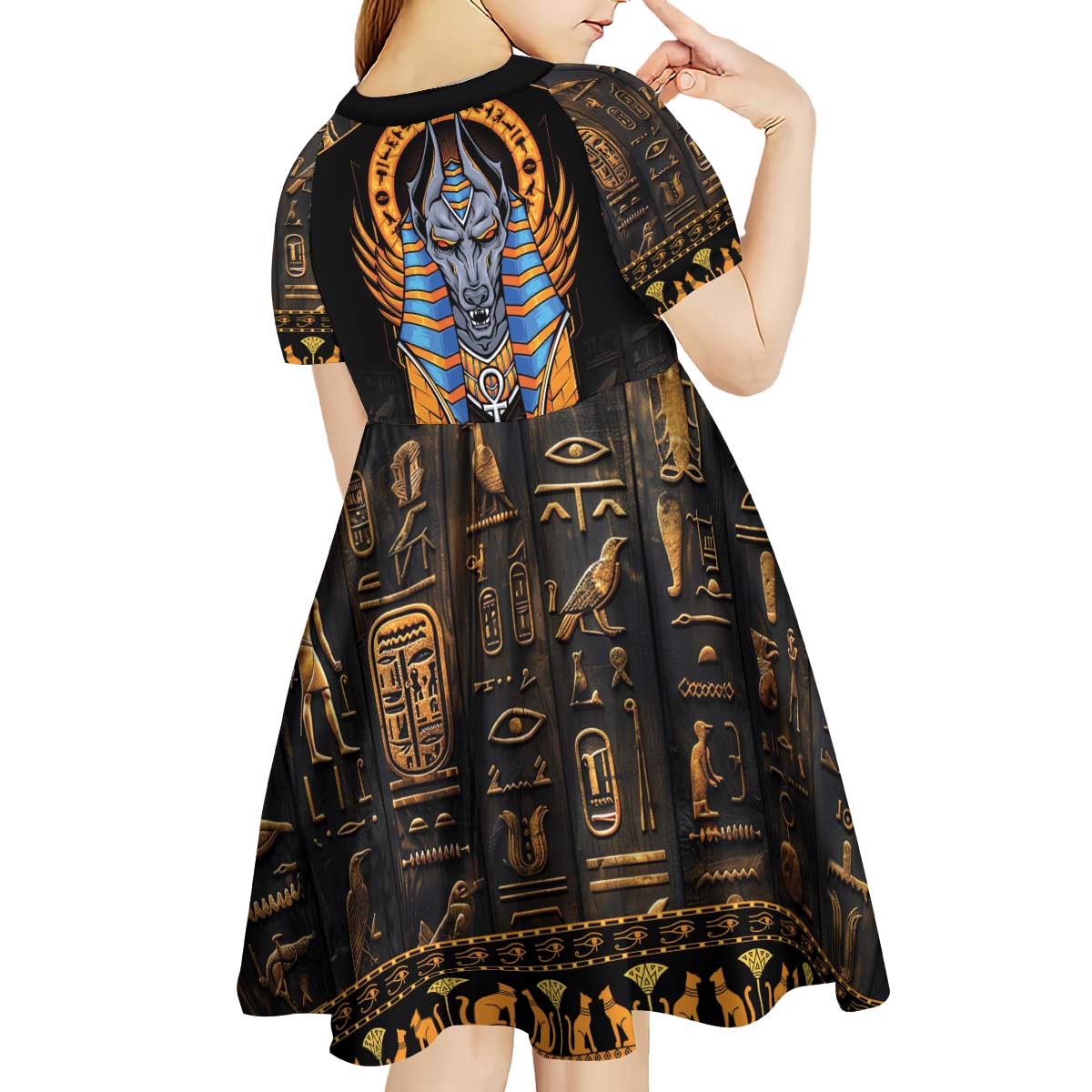 Egyptian Anubis Kid Short Sleeve Dress Ancient Egypt Culture - Wonder Print Shop