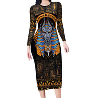 Egyptian Anubis Long Sleeve Bodycon Dress Ancient Egypt Culture - Wonder Print Shop