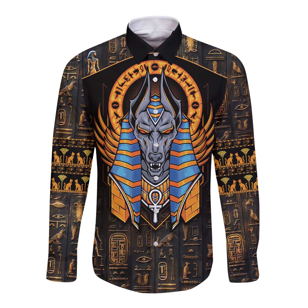 Egyptian Anubis Long Sleeve Button Shirt Ancient Egypt Culture - Wonder Print Shop