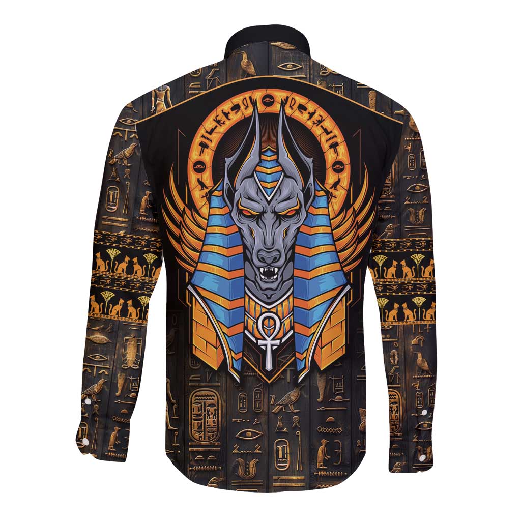 Egyptian Anubis Long Sleeve Button Shirt Ancient Egypt Culture - Wonder Print Shop