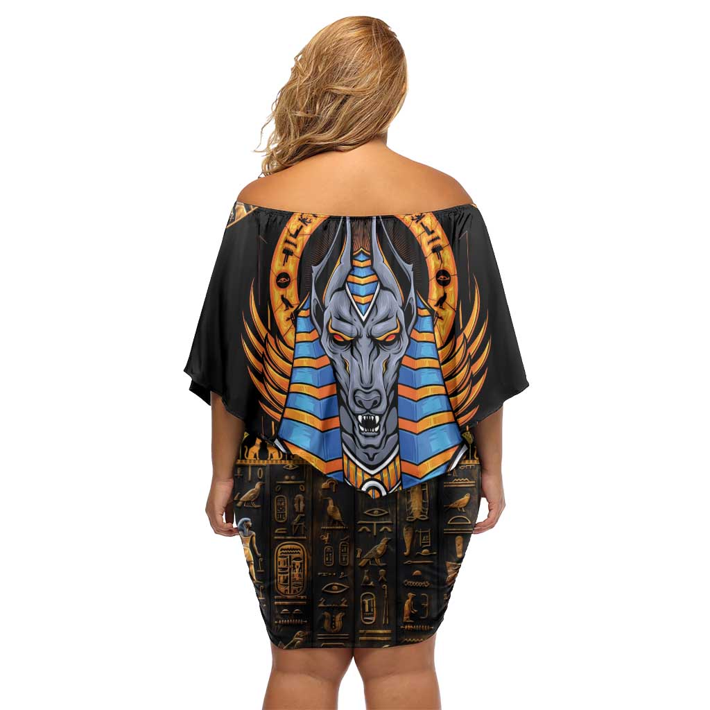 Egyptian Anubis Off Shoulder Short Dress Ancient Egypt Culture - Wonder Print Shop