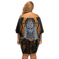 Egyptian Anubis Off Shoulder Short Dress Ancient Egypt Culture - Wonder Print Shop