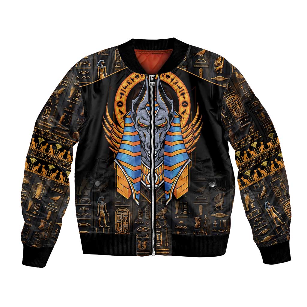 Egyptian Anubis Sleeve Zip Bomber Jacket Ancient Egypt Culture - Wonder Print Shop
