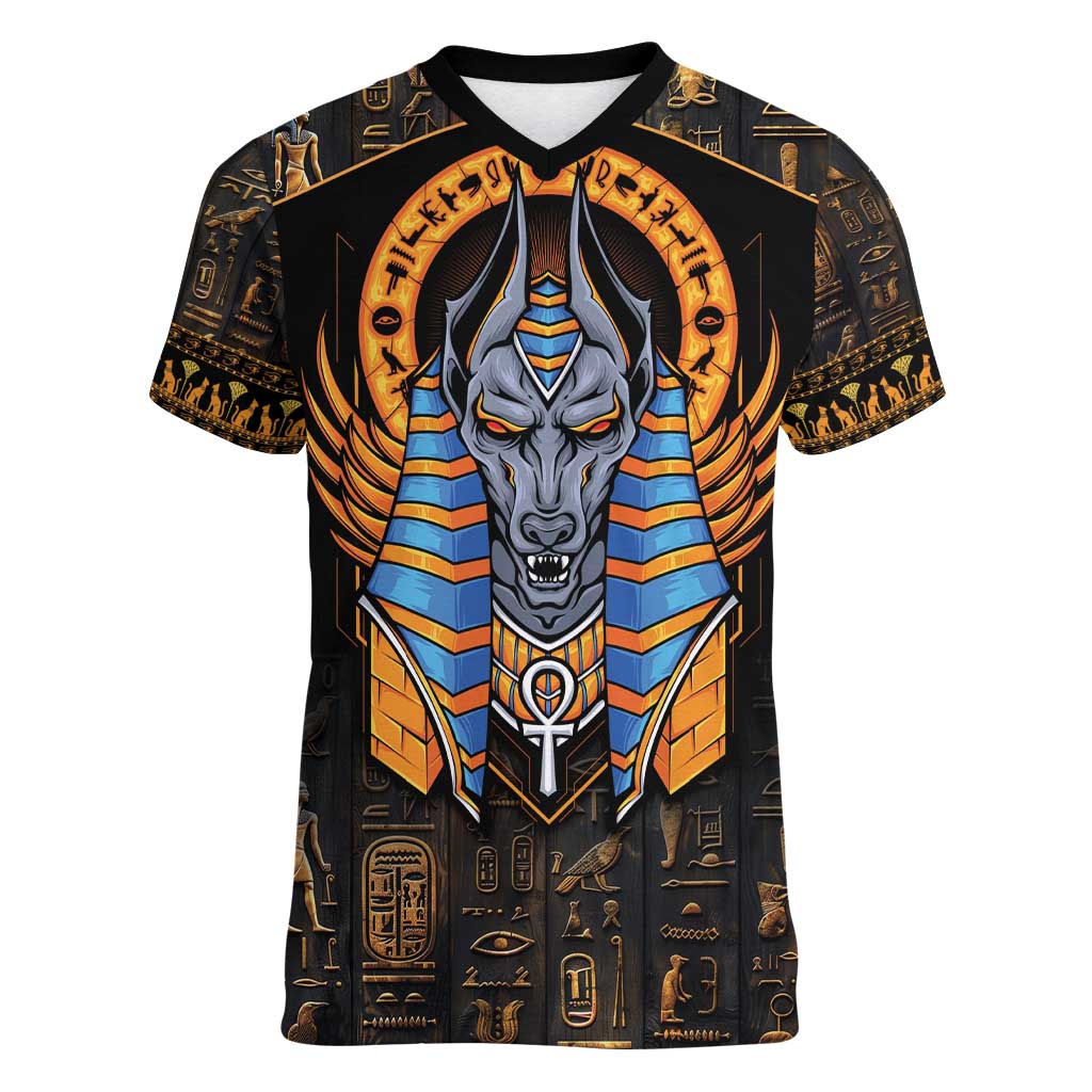 Egyptian Anubis Women V-Neck T-Shirt Ancient Egypt Culture - Wonder Print Shop