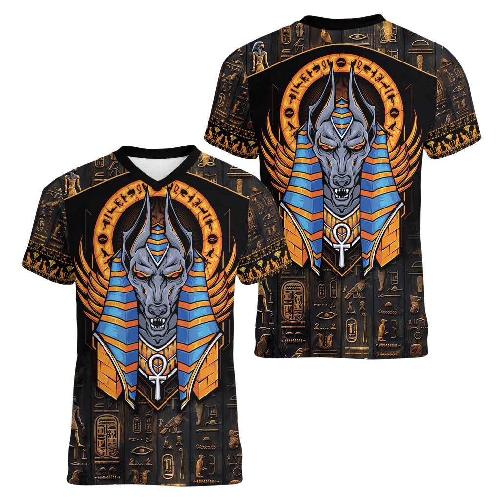 Egyptian Anubis Women V-Neck T-Shirt Ancient Egypt Culture - Wonder Print Shop