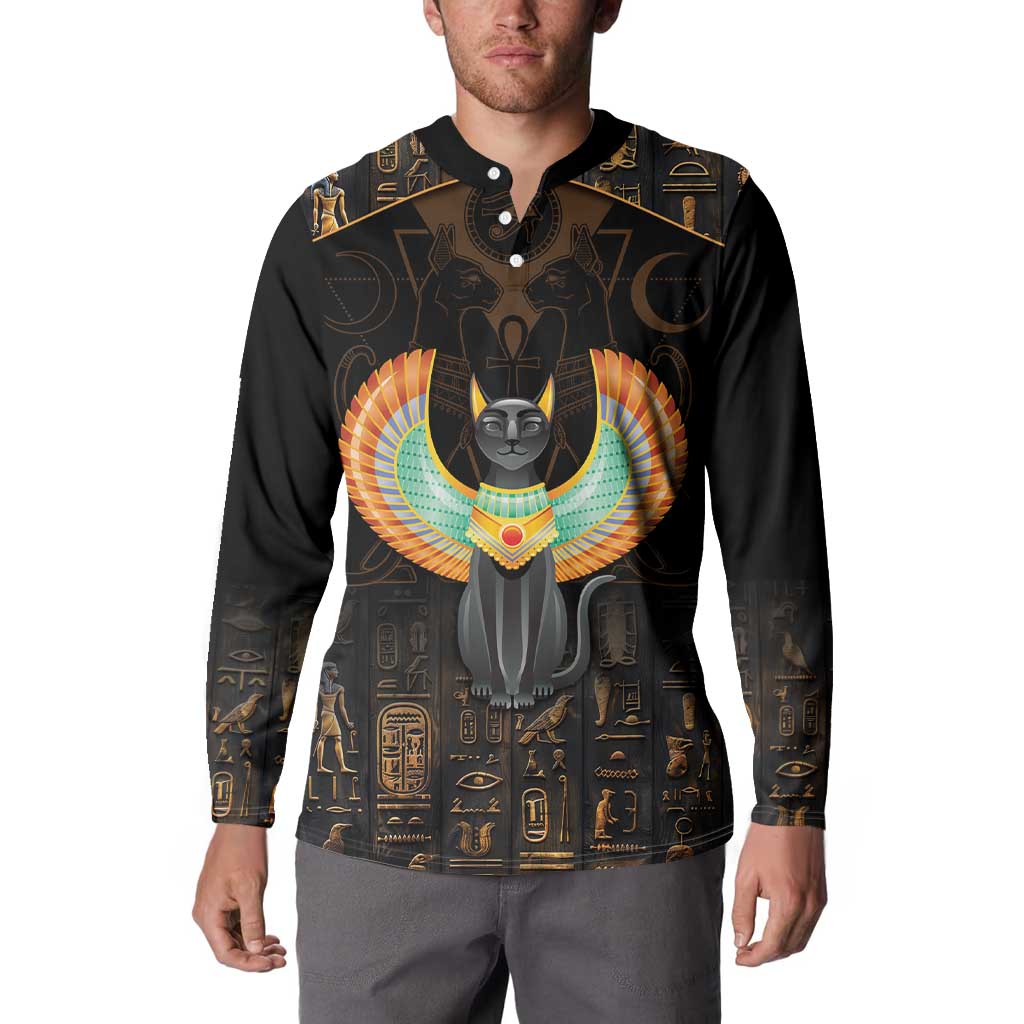 Winged Egypt Cats Button Sweatshirt Ancient Egypt Culture LT9 - Wonder Print Shop