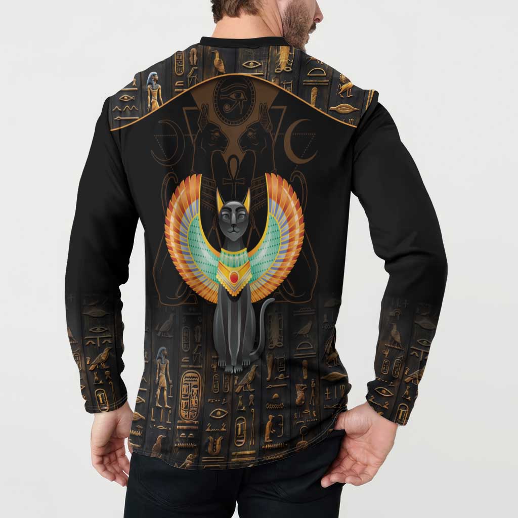 Winged Egypt Cats Button Sweatshirt Ancient Egypt Culture LT9 - Wonder Print Shop