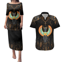 Winged Egypt Cats Couples Matching Puletasi and Hawaiian Shirt Ancient Egypt Culture LT9 - Wonder Print Shop