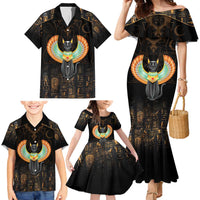 Winged Egypt Cats Family Matching Mermaid Dress and Hawaiian Shirt Ancient Egypt Culture LT9 - Wonder Print Shop