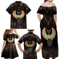 Winged Egypt Cats Family Matching Off Shoulder Maxi Dress and Hawaiian Shirt Ancient Egypt Culture LT9 - Wonder Print Shop