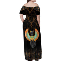 Winged Egypt Cats Family Matching Off Shoulder Maxi Dress and Hawaiian Shirt Ancient Egypt Culture LT9 - Wonder Print Shop
