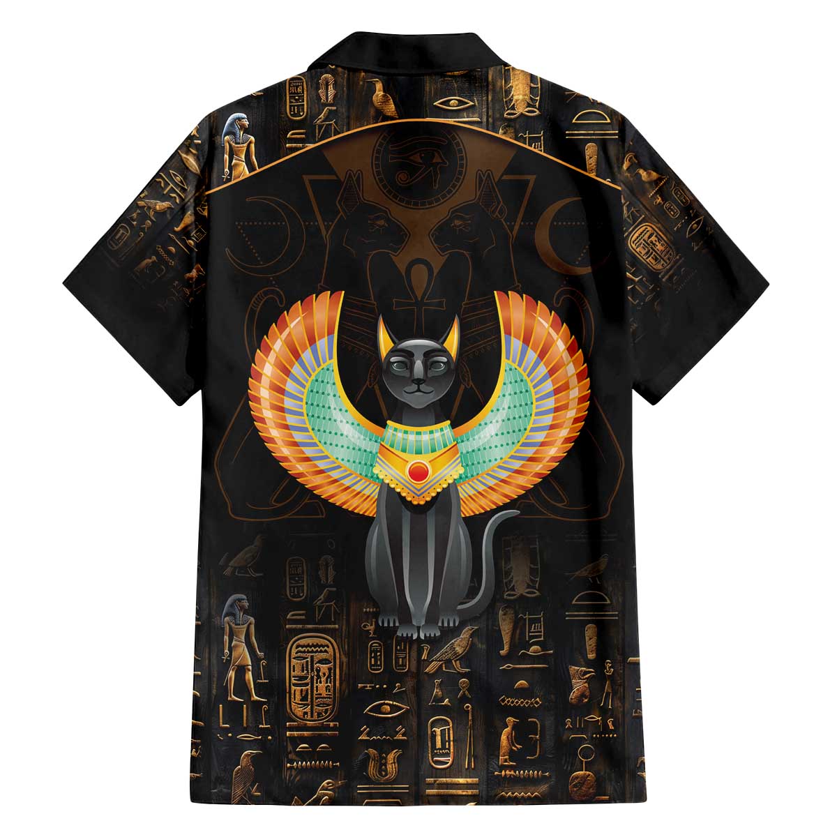 Winged Egypt Cats Family Matching Off Shoulder Short Dress and Hawaiian Shirt Ancient Egypt Culture LT9 - Wonder Print Shop