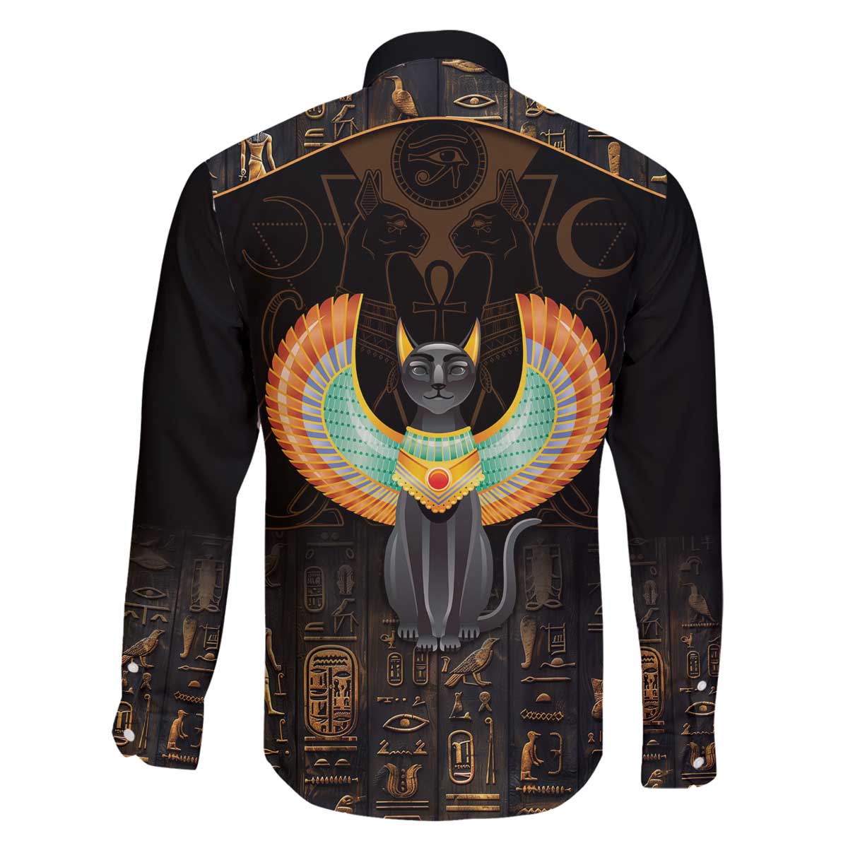 Winged Egypt Cats Family Matching Off Shoulder Short Dress and Hawaiian Shirt Ancient Egypt Culture LT9 - Wonder Print Shop