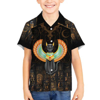 Winged Egypt Cats Family Matching Summer Maxi Dress and Hawaiian Shirt Ancient Egypt Culture - Wonder Print Shop