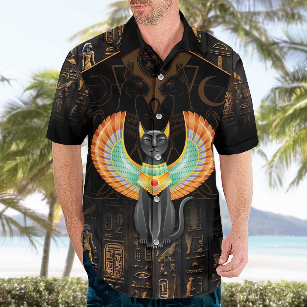 Winged Egypt Cats Hawaiian Shirt Ancient Egypt Culture - Wonder Print Shop