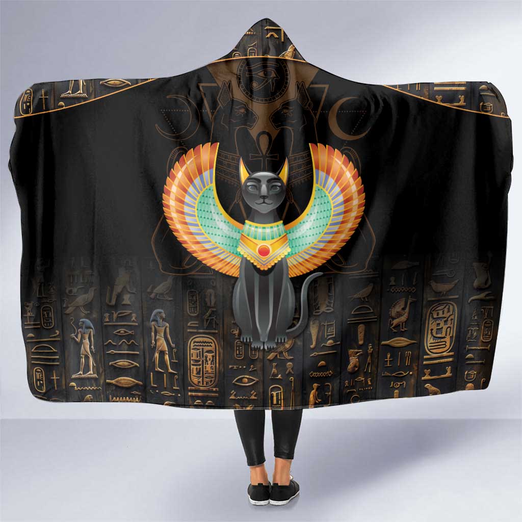 Winged Egypt Cats Hooded Blanket Ancient Egypt Culture