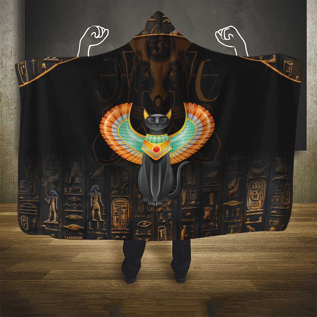 Winged Egypt Cats Hooded Blanket Ancient Egypt Culture